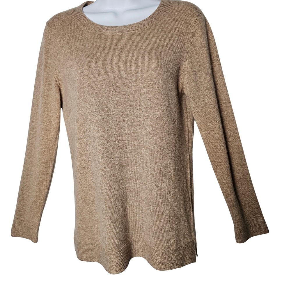 Norm Thompson Womens 100% Cashmere Sweater Est S Tan Quiet Luxury Minimalist